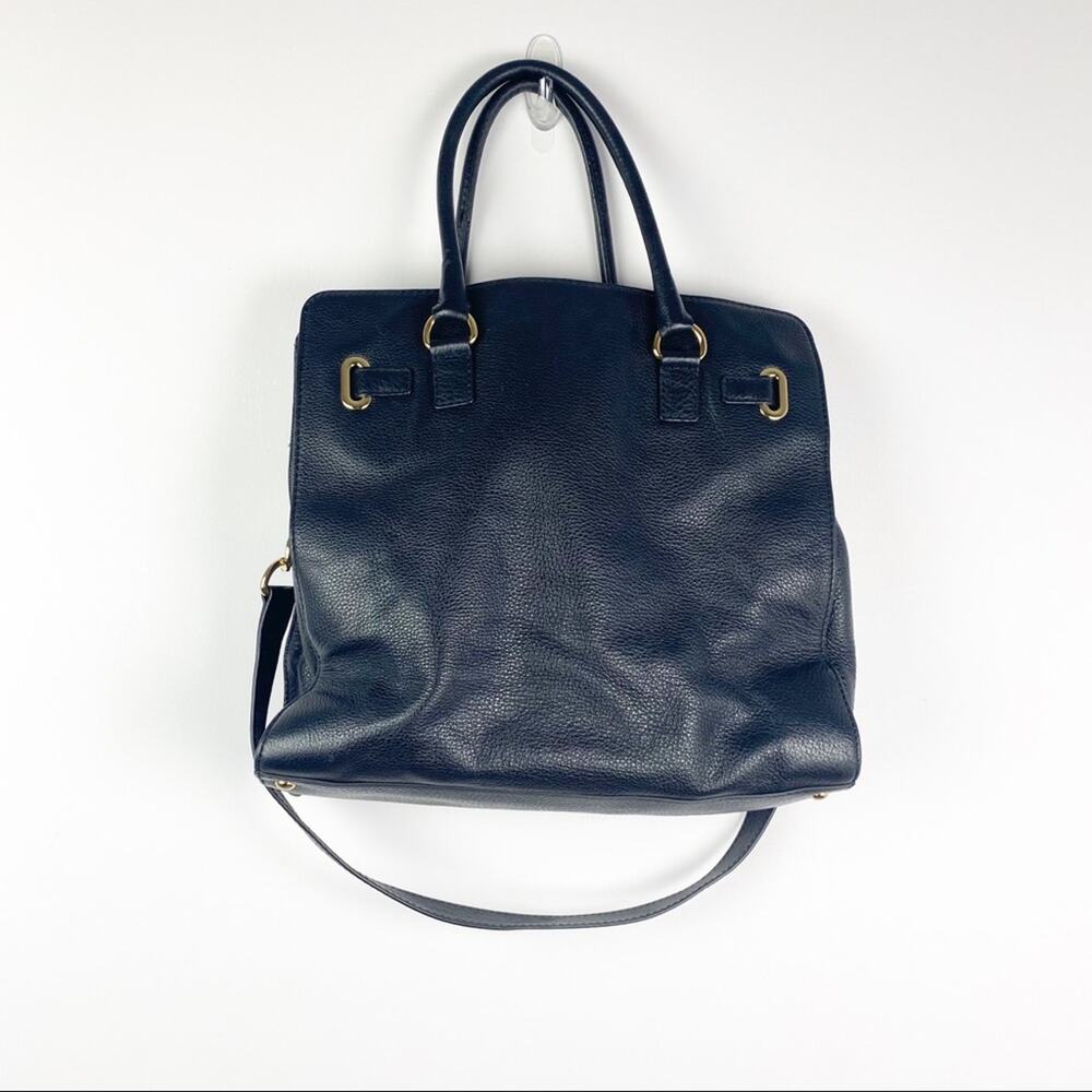 Michael Kors Hamilton Bag Black Leather Crossbody Gold Chain Large Size - Picture 2 of 9